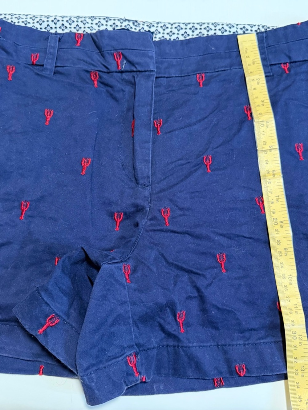 British Khaki Navy Blue Shorts with Red Embroidery